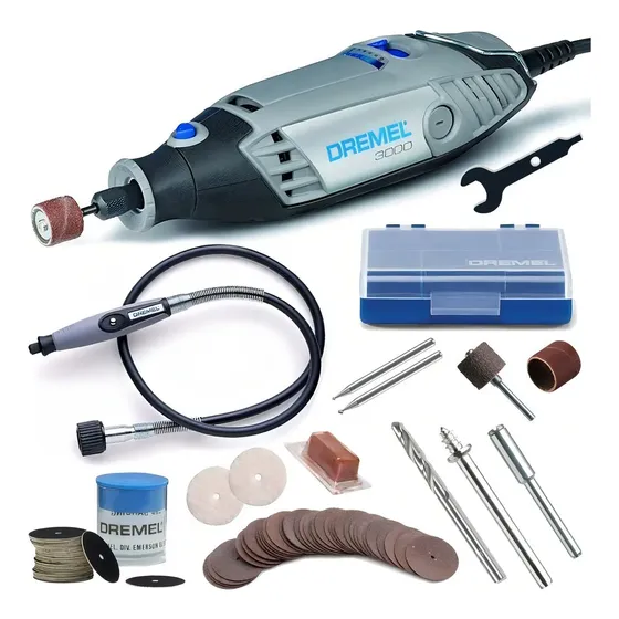 Micro Retífica Dremel 3000 82 Acessórios + Eixo Flexível