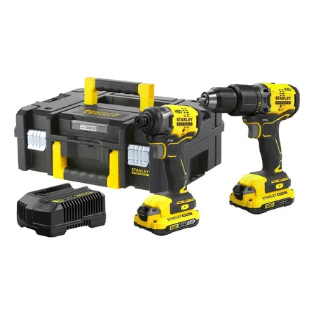 Kit Furadeira E Parafusadeira Profissional Stanley Sbdi465d2t 2 Baterias E Carregador 20v Amarelo
