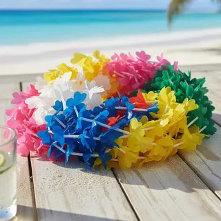Kit Carnaval Colar Havaiano Real Seda 24 Unidades Flor de Seda