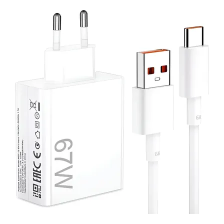 Carregador Turbo Usb C 67w (fonte + Cabo) Branco