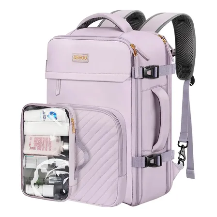 Mochila De Viagem Feminina 36.8l Itens Pessoais 10kg Mochila Para Notebook De 15,6 Polegadas, Mochila Reforcada Antifurto E Impermeável Com Nécessaire, Deego 6095 Violeta Liso