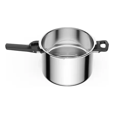 Panela De Pressão Rochedo Inox Trendy 6 Litros Fechamento Externo Com Cesta De Vapor Cinza (aço Inox)