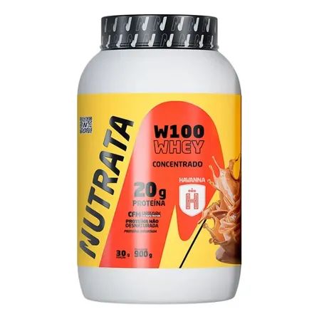 W100 Whey Concentrado Pote 900g Dulce De Leche Havanna Nutrata Doce De Leite