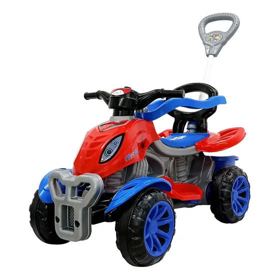Andador quadriciclo Maral Quadriciclo Carrinho De Spider-Man Velotrol com som e com empurrador cor vermelho/azul