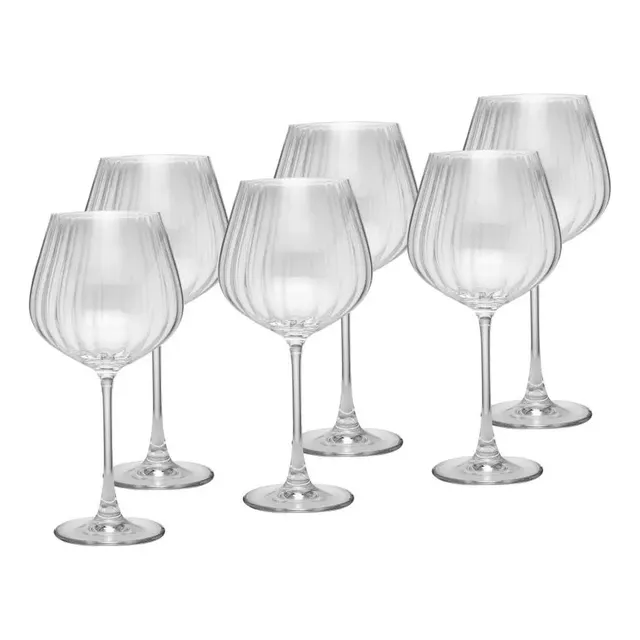 Cj 6 Taças De Vinho De Cristal Columba Optic 640ml - Wolff Incolor