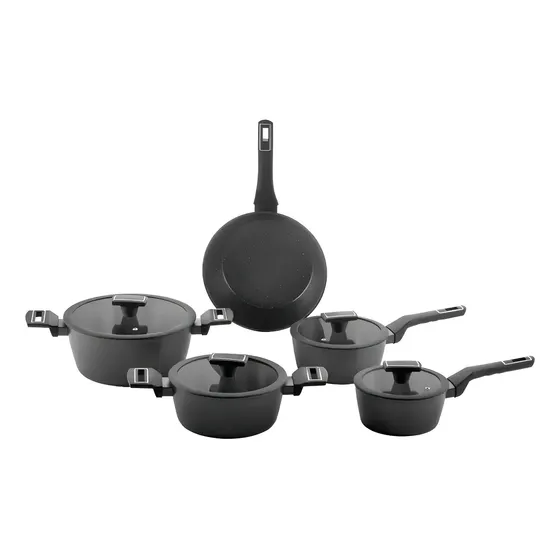 Jogo De Panelas Brinox Cerâmico 5 Pçs Carbon Ceramic Indução Cor Preto