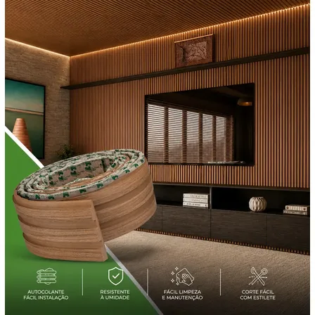 Painel Ripado Laminado Linha Madeto Meu Rodapé 10m – Cor Nogueira Natural