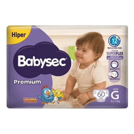 Fraldas Babysec Premium Galinha Pintadinha G X 60 Unidades Grande (g) Sem Gênero
