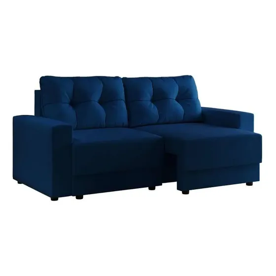 Sofá 3 Lugares Retrátil Lubeck Linho Azul Marinho Azul-marinho