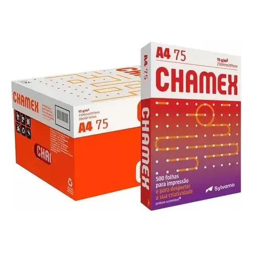 Caixa Papel A4 Sulfite Chamex 75g 5000 Folhas 10 Pacotes Cor Branco