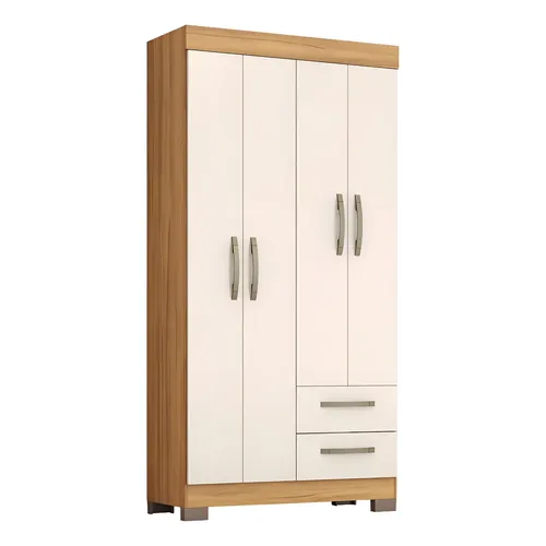 Guarda-roupa Com 4 Portas E 2 Gavetas Nt6010 Notável Móveis Cor Freijó Trend/ Off White Tx