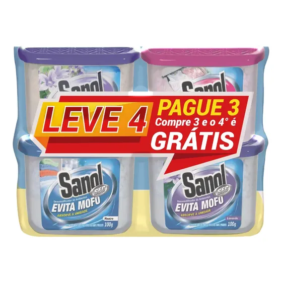 Limpador Sanol Tira Mofo 2 lavanda 1 neutro e 1 baby 4 unidades
