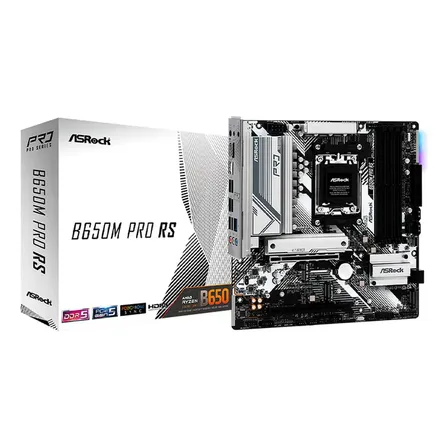Placa Mãe Asrock B650m Pro Rs Am5 Ddr5 Micro Atx Chipset Amd B650 Branca Branco