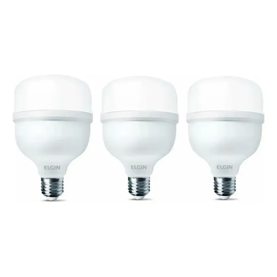 Kit 3 Lâmpadas Super Bulbo Led Alta Potência 50w Branco Frio Luz Branco-frio
