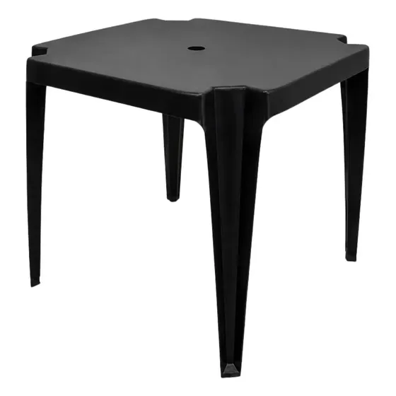 Mesa Plástico Quadrada 70x70 Multiuso Empilhavel Branca Cor Preto