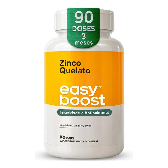 Zinco Quelato Easy Boost Bisglicinato 100% 29mg 90 Capsulas Sabor Neutro