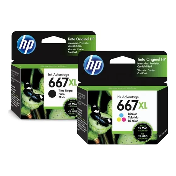 Kit Cartucho Hp 667 667xl Deskjet 2776 Preto E Color