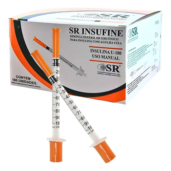 Seringa De Insulina 1ml C/ Agulha Curta 8mm 30g Caixa 100und Capacidade Em Volume 1 Fl Oz