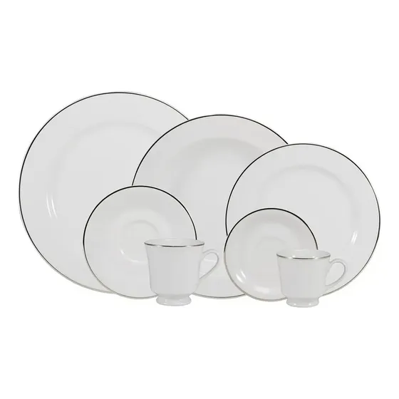 Serviço Jantar Chá Café 42 Pçs Itamaraty Porcelana Schmidt Cor Branco Itamaraty Filete De Prata