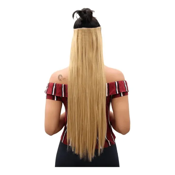 Aplique Tic Tac Weng Cabelo Orgânico Liso Loiro Mel Platinado 70cm