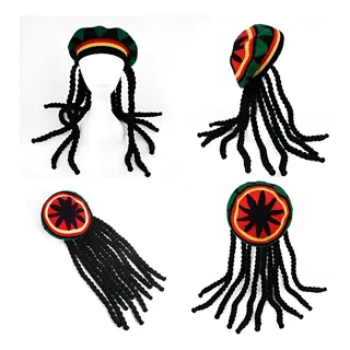 Touca Peruca Rastafari Bob Marley Preto Sirou Hair 48cm