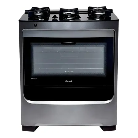 Fogão Consul 5 Bocas Cor Inox Com Mesa De Vidro E Grade De F 110v/220v 127/220v