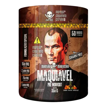 Maquiavel Pré Treino Pote 350g Shark Pro Sabor Frutas Tropicais