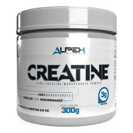 Creatina 100% Pura Monohidratada 300g - Alpex Nutrition Sabor Sem Sabor