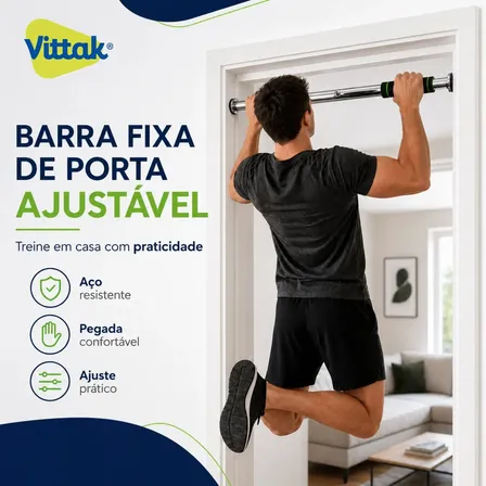 Vittak Barra Fixa Para Porta Ajustável De Aço Prateado