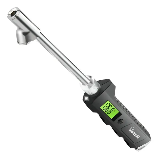 Medidor digital de pressão de pneus AstroAI para uso pesado,0-230 PSI,calibrado de acordo com a norma ANSI B40.7 Grau 2A (0,5%),com LCD retroiluminado e lanterna,em aço inoxidável,para caminhões