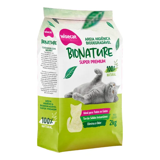 Areia Higiênica Mandioca Gato Biodegradável Bionature 2kg Anti Odor