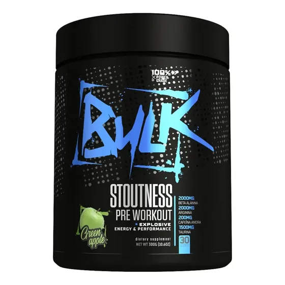 Pré Treino Bulk Nutrition Stoutness 300g Maçã Verde com Beta-Alanina e Cafeína