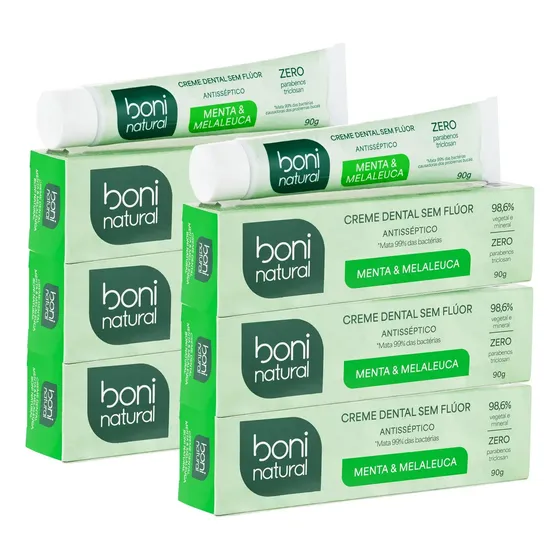 Kit 6 Unidades Creme Dental Vegano Sem Flúor
