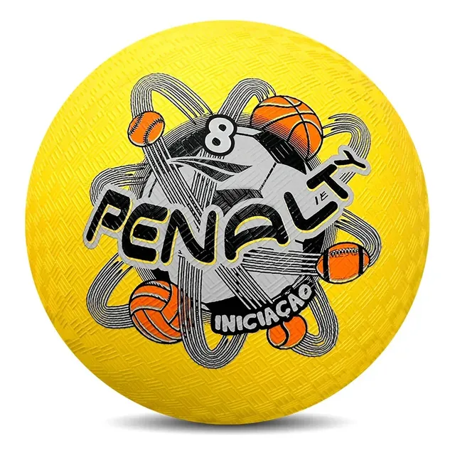 Bola De Borracha Iniciação Penalty Tamanho 8 Infantil Para Queimada E Brincadeiras Laminado Borracha Vulcanizada Leve Resistente Toque Macio Ideal Para Crianças Amarelo