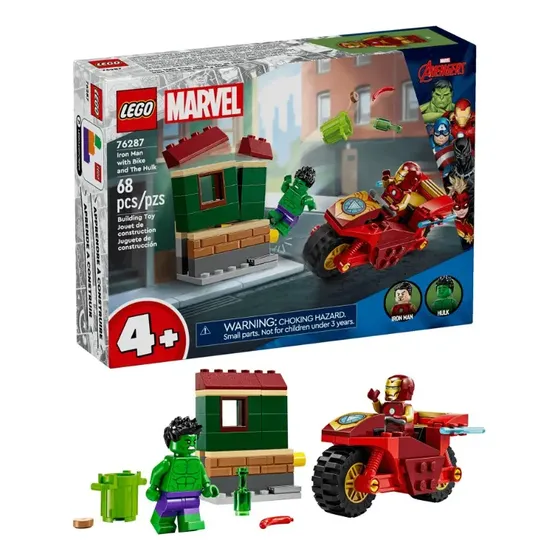 Lego Marvel Homem De Ferro Com Motocicleta E O Hulk 76287