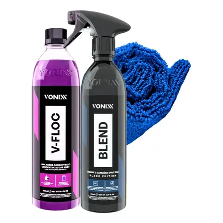 Cera Carnaúba Blend Spray Black Vonixx + V-floc 500ml + Pano