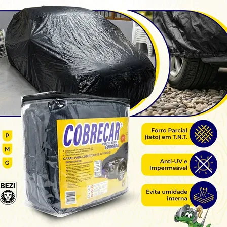 Capa De Cobrir Carro Cobrecar Parcialmente Forrada - G Preto