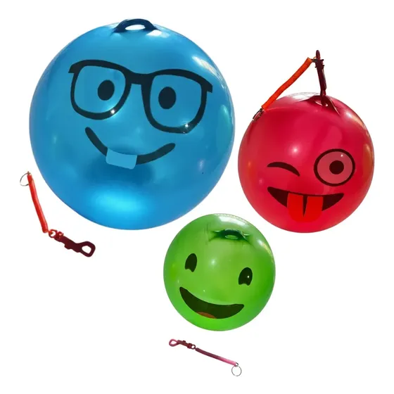 Kit 20 Bolas De Vinil Cordão Mola Inflável Lembrancinha Cor Sortido Emoji