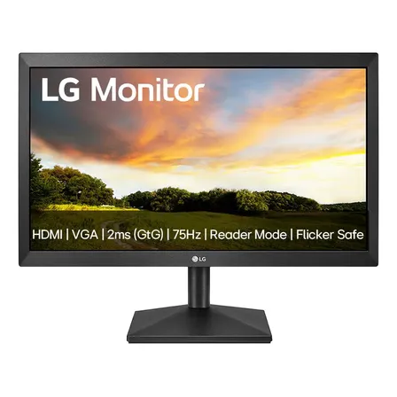 Monitor PC LG 19.5'' 20MK400H-B LED HD HDMI VGA (D-Sub) 75Hz 2ms(GtG) Ajuste de Inclinação Reader Mode