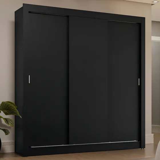 Guarda-roupa Casal 3 Portas De Correr Sublime Plus Madesa P Cor Preto