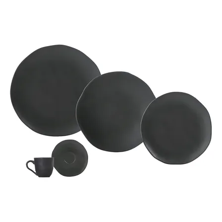 APARELHO DE JANTAR 30 PEÇAS ORGÂNICO PRETO MATTE PORTO BRASIL