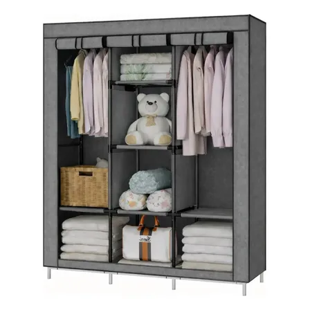 Armário Guarda Roupa Organizador Dobrável Desmontável Cor Cinza