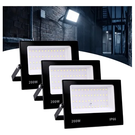 Kit 3 Refletor Led Holofote 200w Ip66 Bivolt Branco Frio EarMan company