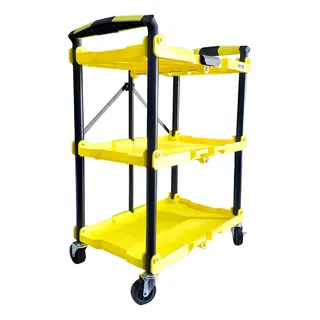 Carrinho Portátil Dobrável Ferramentas Estética Automotiva Cor Amarelo