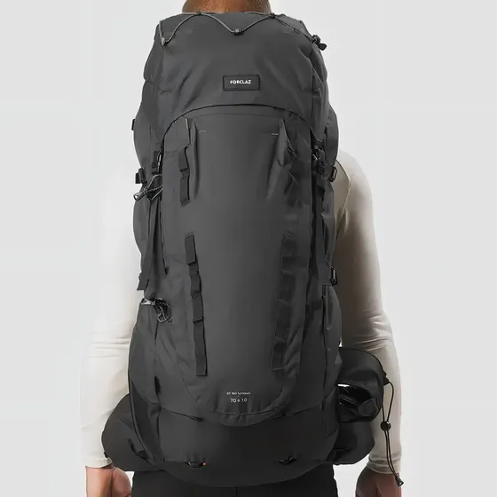 Mochila De Trekking Mt900 Symbium 70 Mais 10 Litros Forclaz Cinza