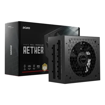 Fonte Gamer Pcyes Aether 850w Full Modular Cybernetics Gold Cor Preto