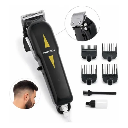 Aparador De Cabelo Pritech Pri0027z Com Fio De 10w Para Uso Doméstico E Barbearia Preto 127/220v
