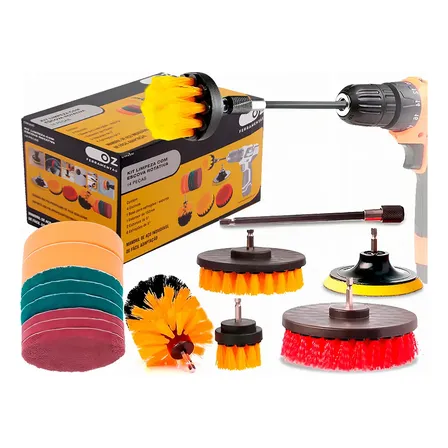 Kit 14 Escovas Rotativa Giratoria Limpeza Encaixa Uso Furadeira Parafusadeira Cw200 Oz