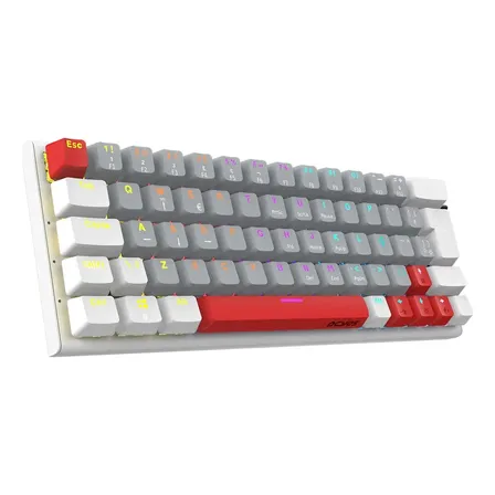 Teclado Mecânico Pcyes Kuromori White Ghost 60% Switch Red Led Rgb Ptkmwg60rd Branco Português Brasil