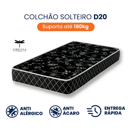 Colchão Para Cama De Solteiro Com Espuma D20 188 X 78 Cm - Libelula Móveis